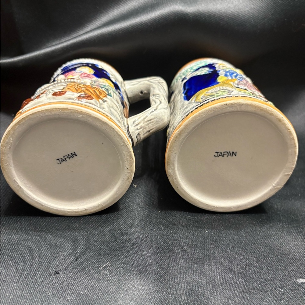 Ceramic Beer Steins with Blue and Brown Accents - Picture 3 of 5